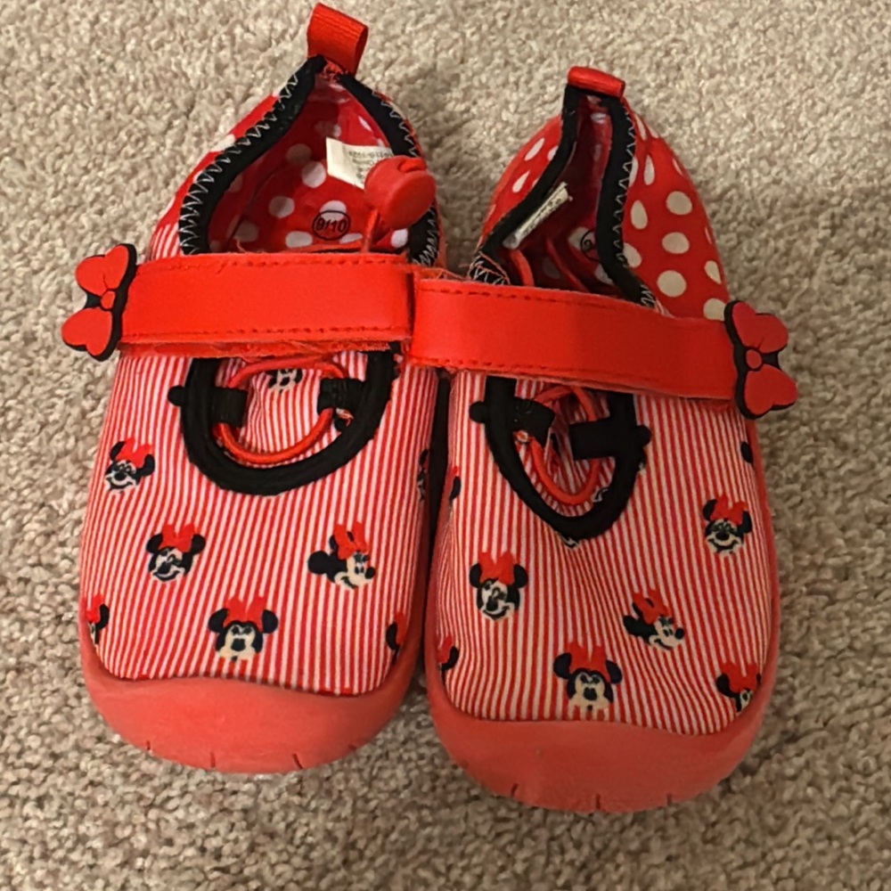 Disney Minnie Mouse Red Striped Baby Shoes
